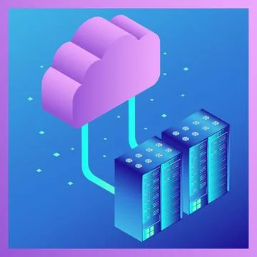 Isometric data storage and transmission services Stock Illustration