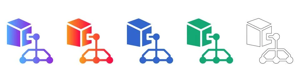 Isometric Data Structure Icons Illustration Set Stock Illustration