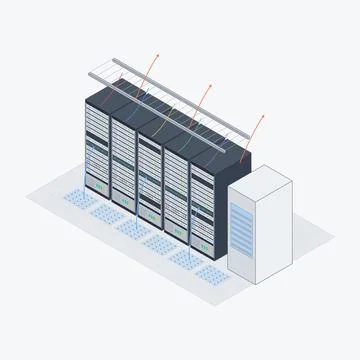 Isometric datacenter server rack illustration Stock Illustration