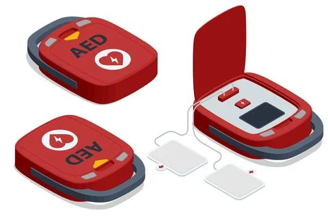 Isometric defibrillator, performing defibrillation to critical patien. First aid Stock Illustration