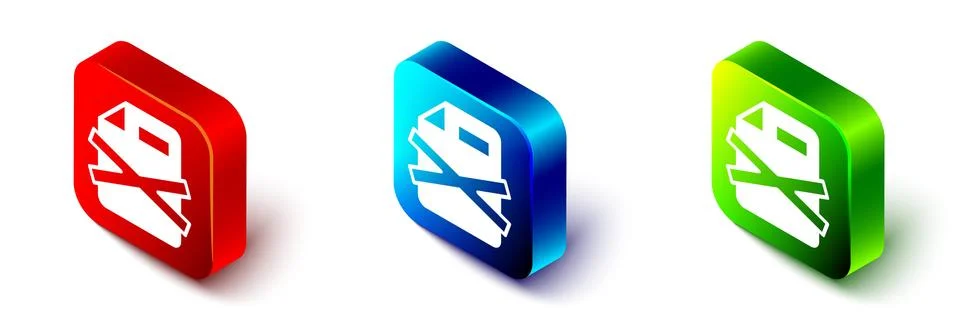 Isometric Delete file document icon isolated on white background. Rejected 库存插图
