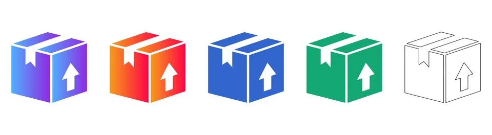 Isometric Delivery Box Icon Set Illustrazione stock