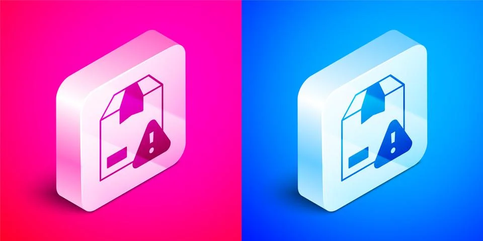 Isometric Delivery security with shield icon isolated on pink and blue Illustrazione stock