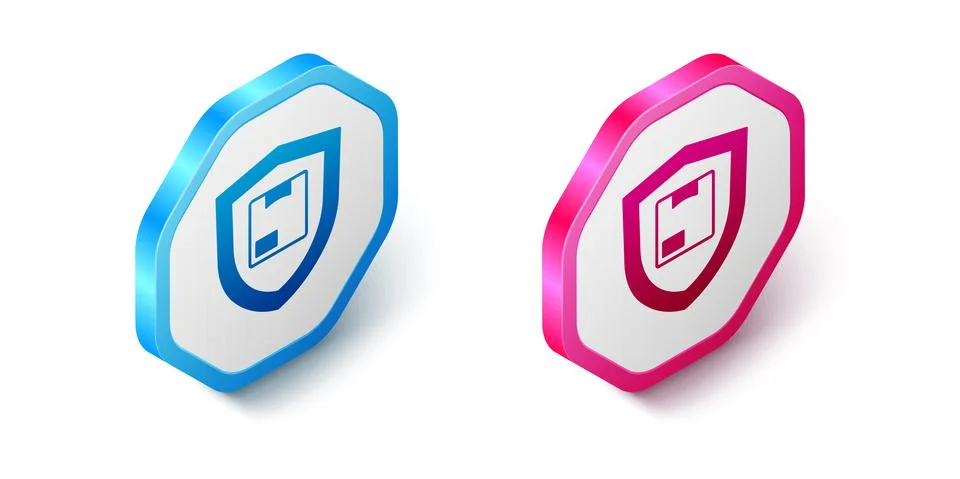 Isometric Delivery security with shield icon isolated on white background Stock Illustration