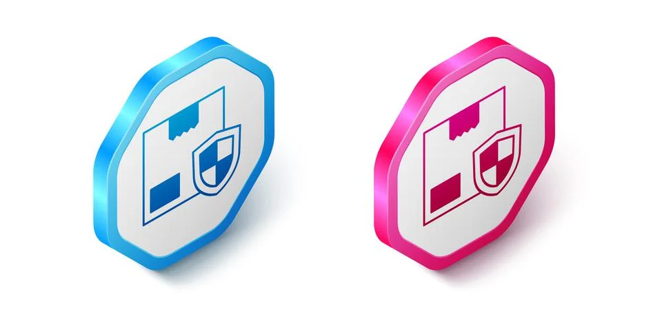 Isometric Delivery security with shield icon isolated on white background 스톡 일러스트