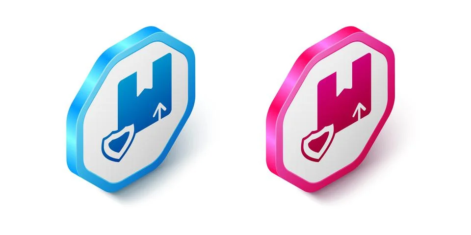 Isometric Delivery security with shield icon isolated on white background Stock Illustration