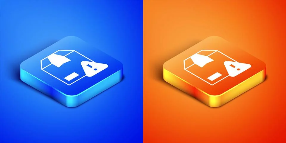 Isometric Delivery security with shield icon isolated on blue and orange 库存插图
