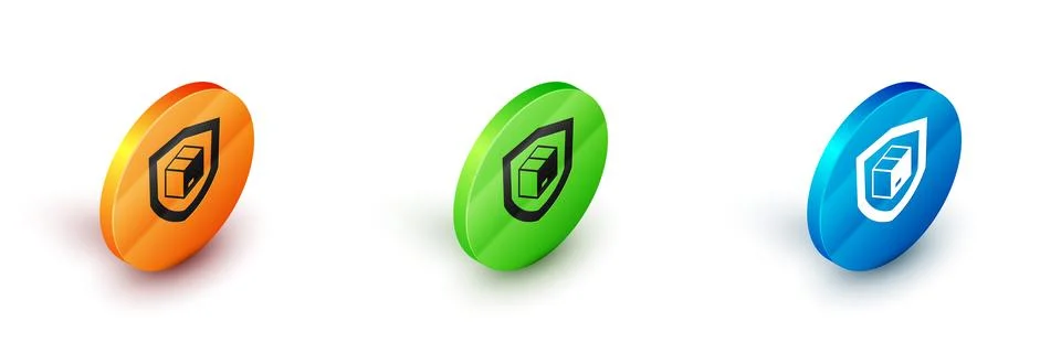 Isometric Delivery security with shield icon isolated on white background. .. Stock Illustration