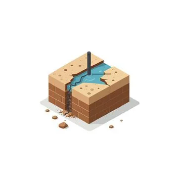 Isometric depiction showcasing soil composition and hydrological processes .. Stock Illustration