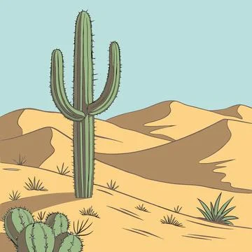 Isometric Desert Cactus Vector Illustration Stock Illustration