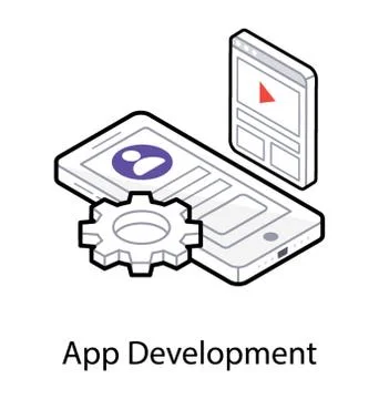Isometric design of app development icon. Stock Illustration
