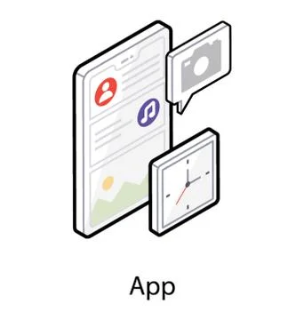Isometric design of app development icon. Stock Illustration
