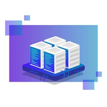Isometric design cloud data storage concept Illustrazione stock