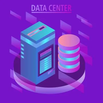 Isometric design concept cloud technology data transfer and storage Stock Illustration