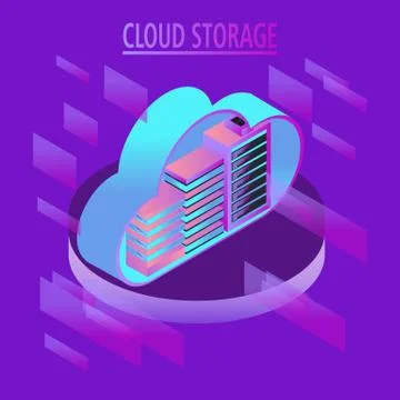 Isometric design concept cloud technology data transfer and storage Stock Illustration