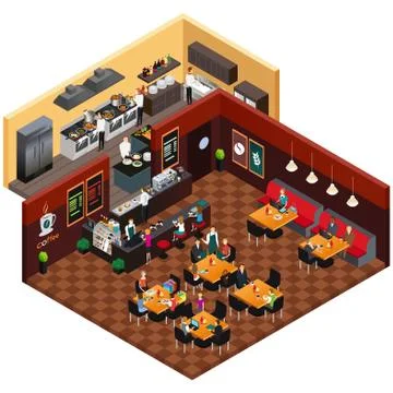 Isometric Design of a Restaurant Stock Illustration