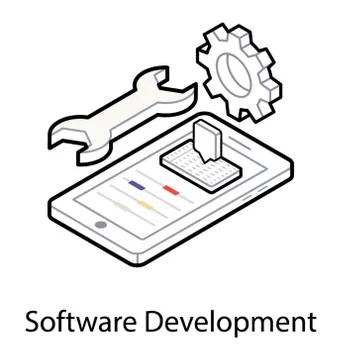 Isometric design of software development icon. Stock Illustration
