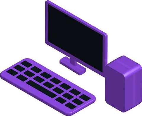Isometric Desktop Computer Mock-up Vector Art Stock Illustration