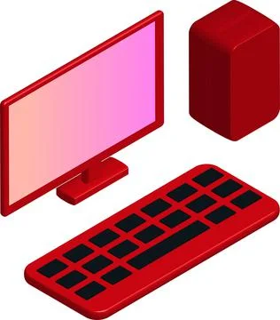 Isometric Desktop Computer Mock-up Vector Art Stock Illustration