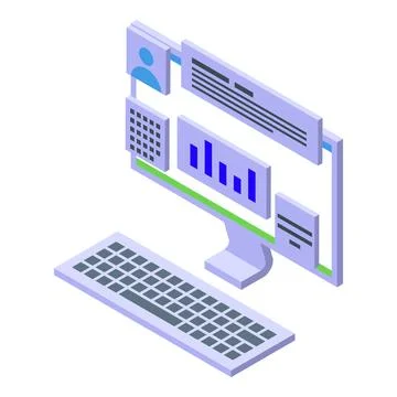 Isometric desktop computer vector illustration Stock Illustration