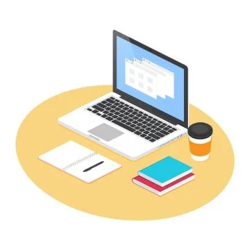 Isometric desktop illustration Stock Illustration