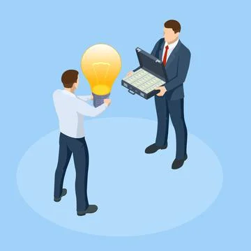 Isometric Develop Creative Business Idea Concept. Finance, Economy, Banking Stockillustratie