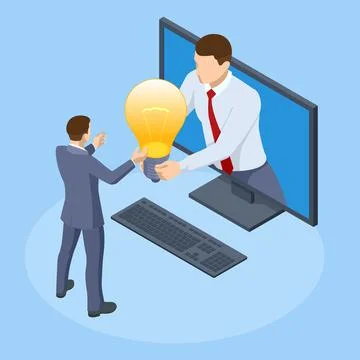 Isometric Develop Creative Business Idea Concept. Finance, Economy, Banking Stock Illustration