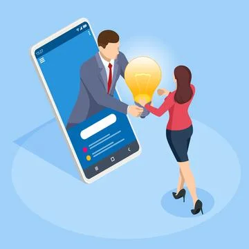 Isometric Develop Creative Business Idea Concept. Finance, Economy, Banking Illustrazione stock