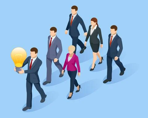 Isometric Develop Creative Business Idea Concept. Finance, Economy, Banking Stock Illustration