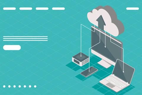 Isometric devices and cloud computing Stock Illustration