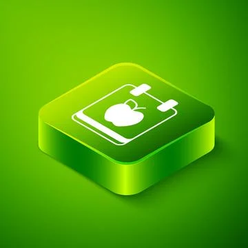 Isometric Diet plan icon isolated on isolated on green background. Concept .. Stock Illustration