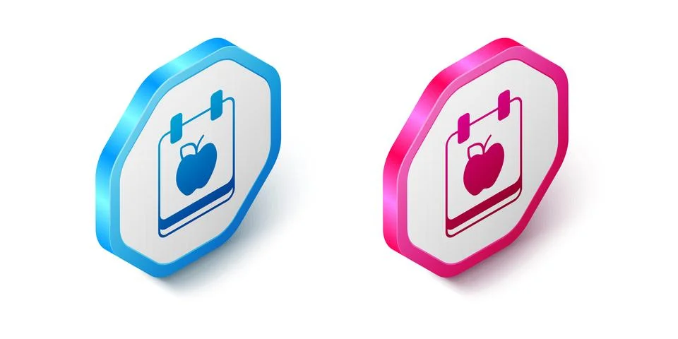 Isometric Diet plan icon isolated on isolated on white background. Concept .. Illustrazione stock