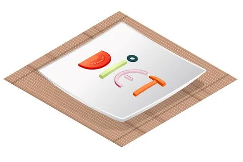 Isometric Diet programs, Diet Plan Concept. Nutrition diet, weight-management Stock Illustration