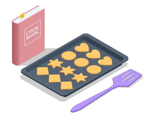 Isometric different cookies on white background. Tasty cookies, Oatmeal cookies Stock Illustration