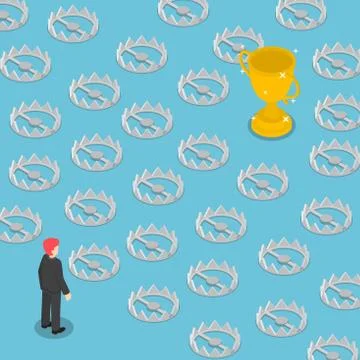 Isometric difficult path to success full of traps Stock Illustration