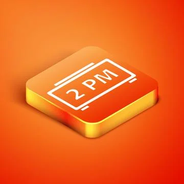Isometric Digital alarm clock icon isolated on orange background. Electronic Illustrazione stock