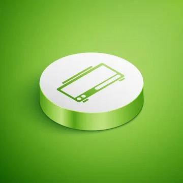 Isometric Digital alarm clock icon isolated on green background. Electronic w Stock Illustration