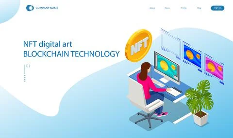 Isometric Digital art NFTs, generative art. NFT Non-fungible token is a unique Illustrazione stock