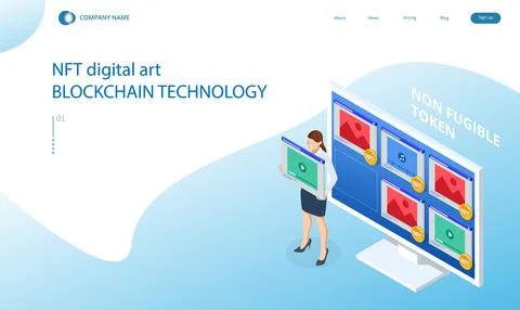 Isometric Digital art NFTs, generative art. NFT Non-fungible token is a unique Stock Illustration