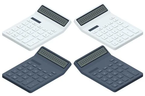 Isometric digital calculator on white background. Office calculator Stock Illustration