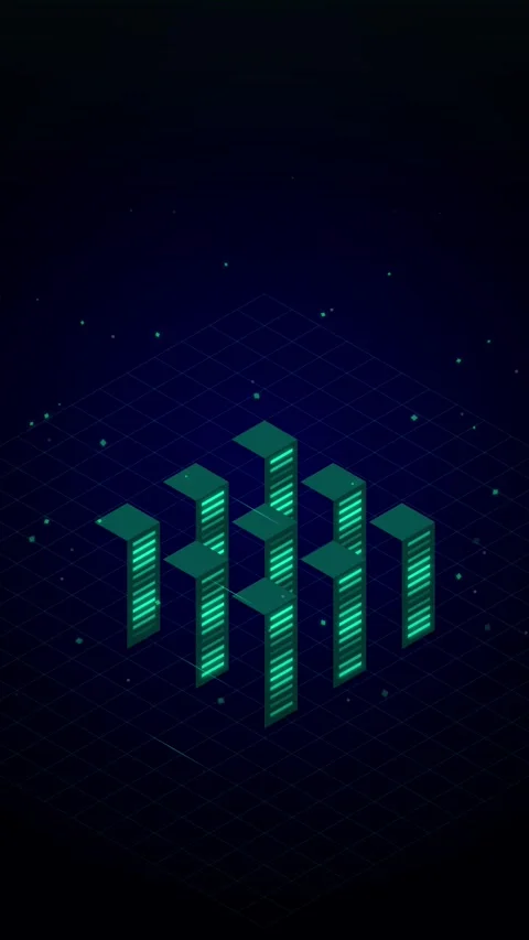 Isometric Digital Data Bars Abstract Technology Background Stock Footage 346203090