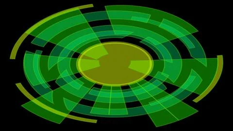 Isometric digital eye isolated on black background. Circular clipart. Stock-Illustration