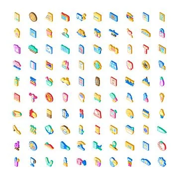 Isometric digital icon collection representing various concepts 스톡 일러스트