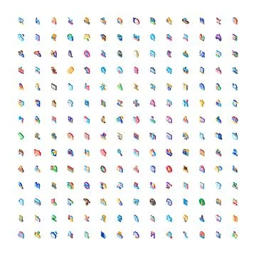 Isometric digital icons collection representing diverse business concepts Stock Illustration