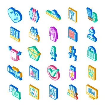 Isometric digital icons collection representing business and technology 库存插图