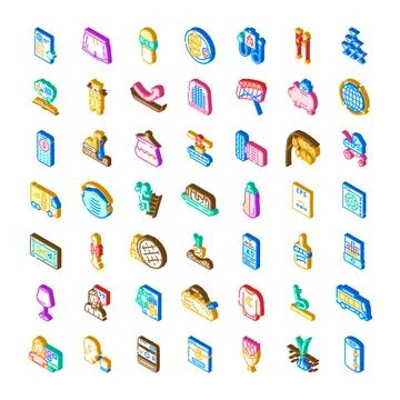 Isometric digital icons set for diverse applications Stock Illustration