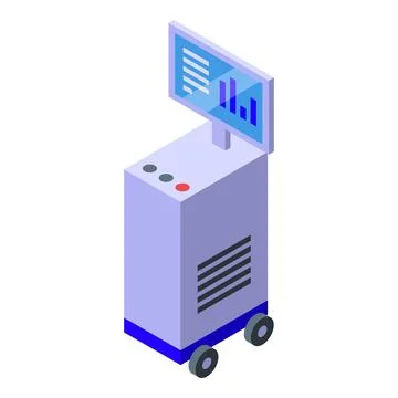 Isometric digital kiosk with interface screen イラスト素材