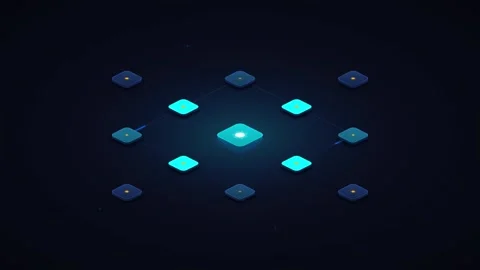 Isometric digital network connection animation with glowing data nodes and .. Stock Footage 344860346