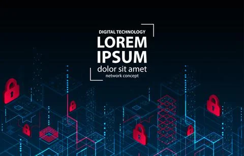 Isometric digital padlock. Abstract technology background. Vector illustratio Stockillustratie