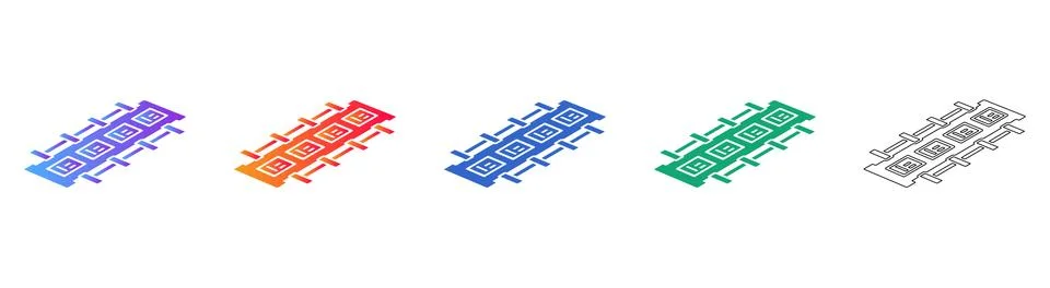 Isometric Digital Sequence Icons Stock Illustration
